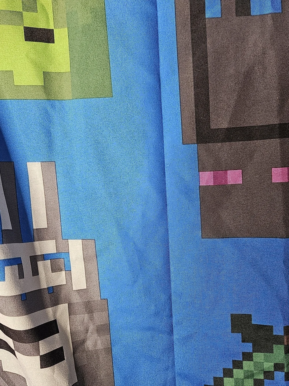 Minecraft Kids Blue Creeper & TNT Print Curtains 44